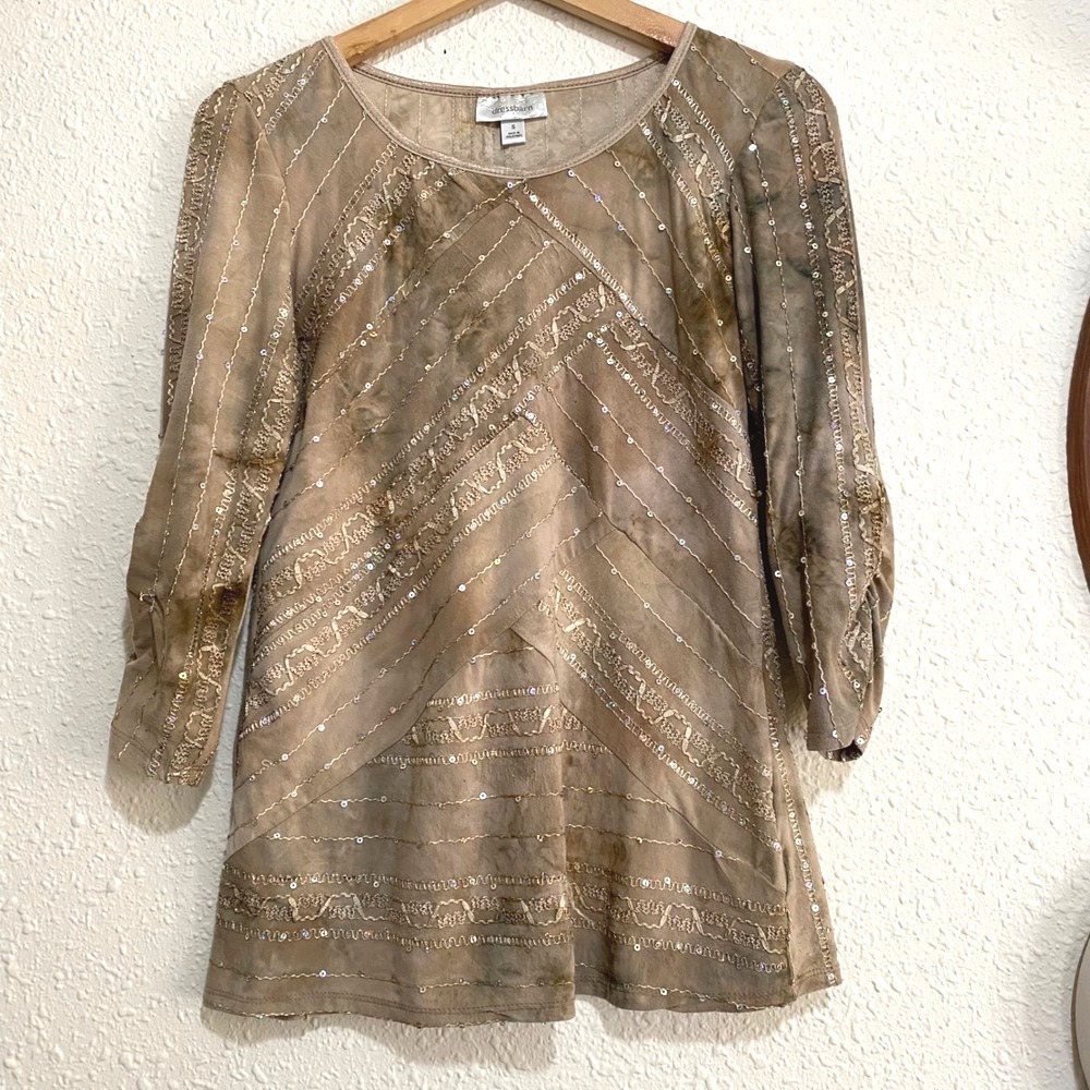 Vtg Dressbarn womens S Top Sequins tie dye Boho y2k whimsygoth grunge Goth artsy